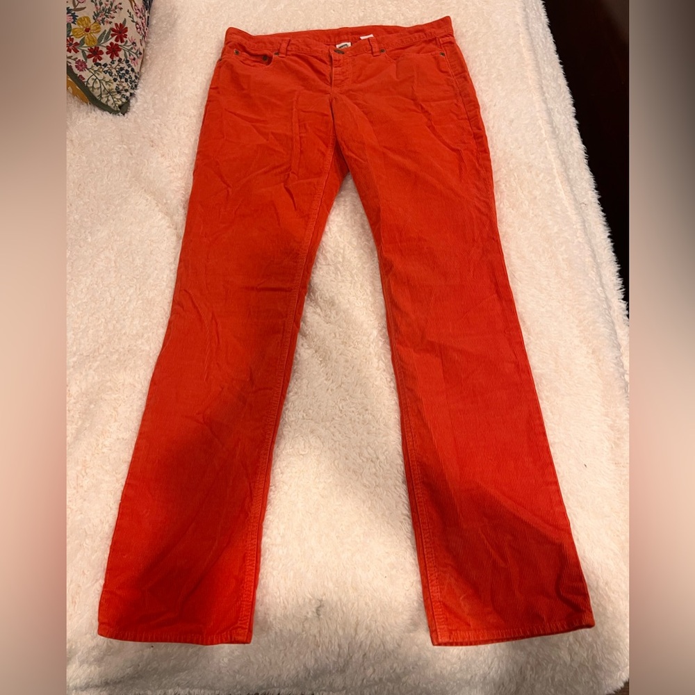J. Crew Women's Boot Cut Corduroy Pants in Bright Red-Orange